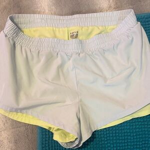 Hind Women's Light Gray and Yellow Athletic Shorts